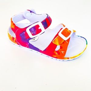 NEW Tommy Bahama Rainbow Tie Dye Rubber Water Sandals Adjustable Straps Girls 9